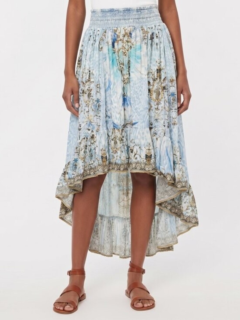 Camilla Gatsbys Girl High Low Hem Skirt Shirred Waist